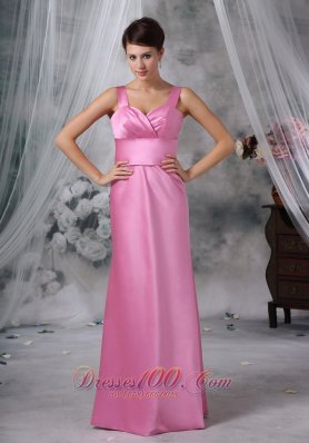 Straps Pink Bridesmaid Dresses For Prom Party Satin