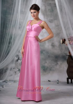 Straps Pink Bridesmaid Dresses For Prom Party Satin