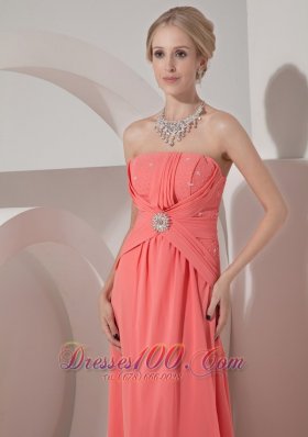 Watermelon Red Prom Evening Dress Beading Chiffon