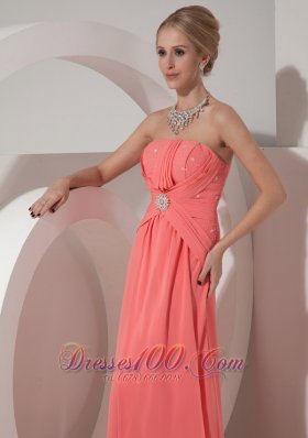 Watermelon Red Prom Evening Dress Beading Chiffon