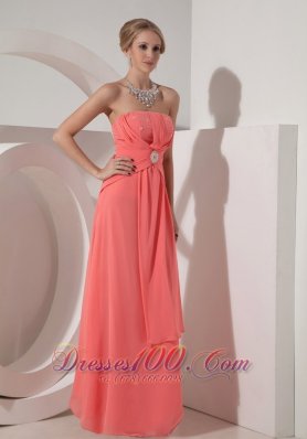 Watermelon Red Prom Evening Dress Beading Chiffon