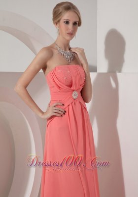 Watermelon Red Prom Evening Dress Beading Chiffon