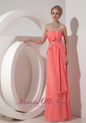 Watermelon Red Prom Evening Dress Beading Chiffon