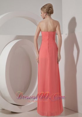 Watermelon Red Prom Evening Dress Beading Chiffon