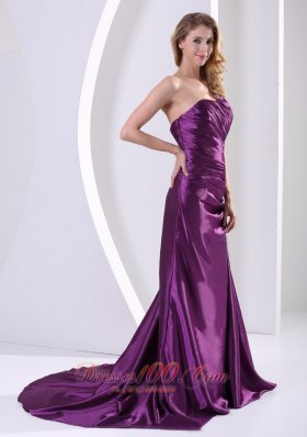 Appliques Eggplant Purple Evening Mother Dress Shoulder