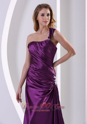 Appliques Eggplant Purple Evening Mother Dress Shoulder