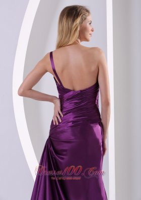 Appliques Eggplant Purple Evening Mother Dress Shoulder