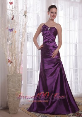 Pleats Purple Prom Evening Dress Sweetheart Taffeta