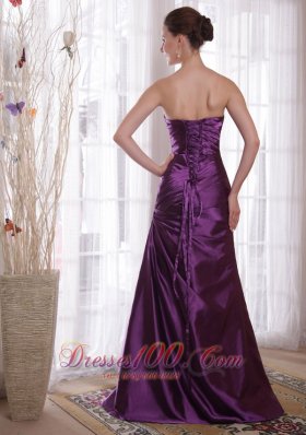 Pleats Purple Prom Evening Dress Sweetheart Taffeta