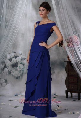 Beading Tiered Royal Blue Prom Evening Dress Chiffon