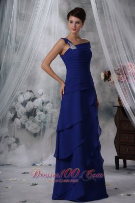 Beading Tiered Royal Blue Prom Evening Dress Chiffon