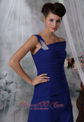 Beading Tiered Royal Blue Prom Evening Dress Chiffon