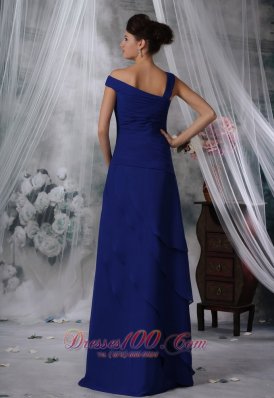 Beading Tiered Royal Blue Prom Evening Dress Chiffon