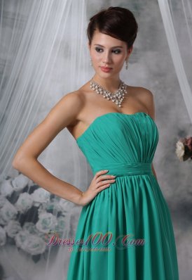 Ruched Brush Train Turquoise Blue Prom Evening Dress