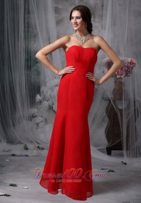 Red Evening Dress For Prom Sweetheart Chiffon