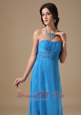 Ruch Sky Blue Prom Evening Dress Beading Chiffon