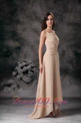 Champagne Spaghetti Straps Mother Of Bride Dress Beaded