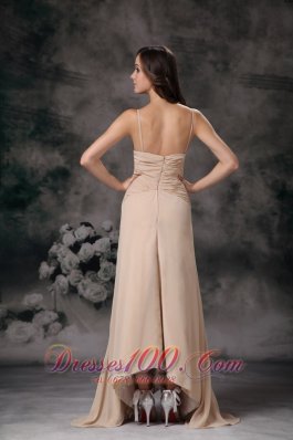 Champagne Spaghetti Straps Mother Of Bride Dress Beaded