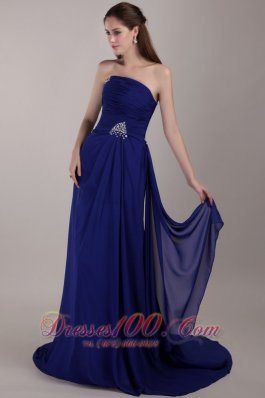 Sequins Peacock Blue Prom Celebrity Dress Chiffon