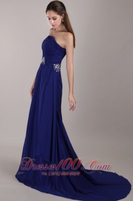 Sequins Peacock Blue Prom Celebrity Dress Chiffon