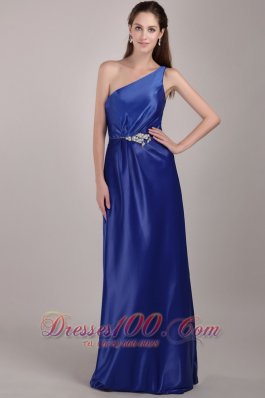 One Shoulder Beading Royal Blue Prom Evening Dress