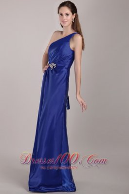 One Shoulder Beading Royal Blue Prom Evening Dress