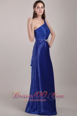 One Shoulder Beading Royal Blue Prom Evening Dress