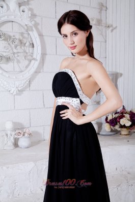 Black and White Prom Evening Dress Beading Train