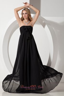 Black Beaded Prom Strapless Bridesmaid Dress Chiffon