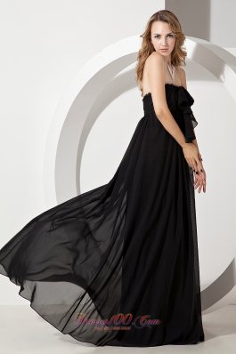 Black Beaded Prom Strapless Bridesmaid Dress Chiffon