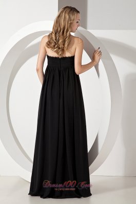 Black Beaded Prom Strapless Bridesmaid Dress Chiffon