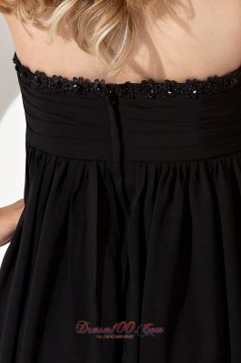 Black Beaded Prom Strapless Bridesmaid Dress Chiffon