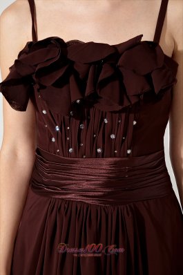 Beaded Brown Junior Prom Evening Dress Chiffon Train