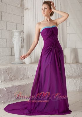 Eggplant Purple Ruched Prom Evening Dress Brush