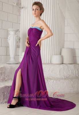 Eggplant Purple Ruched Prom Evening Dress Brush