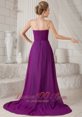 Eggplant Purple Ruched Prom Evening Dress Brush