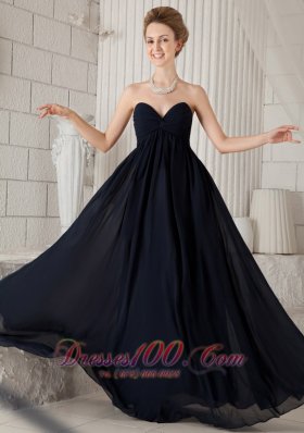 Ruched Chiffon Navy Blue Bridesmaid Dress For Prom