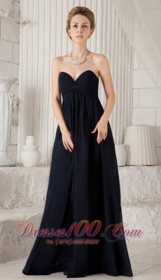 Ruched Chiffon Navy Blue Bridesmaid Dress For Prom