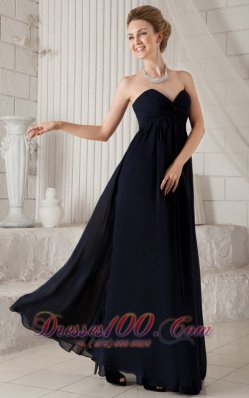 Ruched Chiffon Navy Blue Bridesmaid Dress For Prom