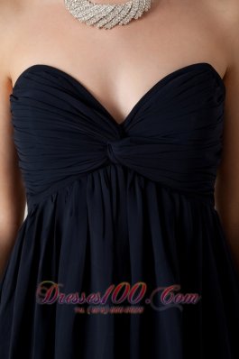 Ruched Chiffon Navy Blue Bridesmaid Dress For Prom