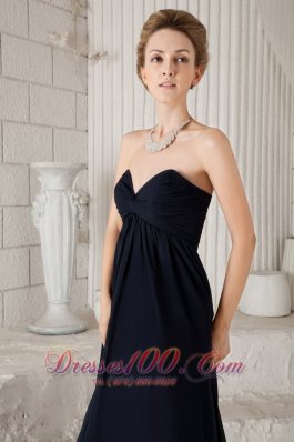 Ruched Chiffon Navy Blue Bridesmaid Dress For Prom