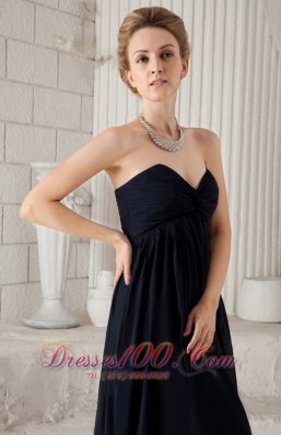 Ruched Chiffon Navy Blue Bridesmaid Dress For Prom