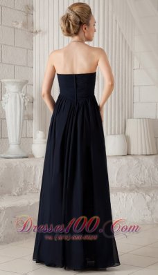 Ruched Chiffon Navy Blue Bridesmaid Dress For Prom