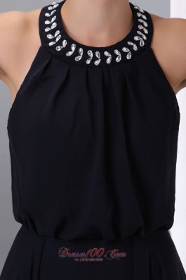 Black Halter Beading Junior Evening Prom Dress Chiffon