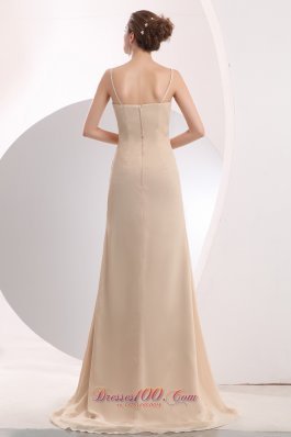 Ruched Straps Champagne Prom Homecoming Dress Chiffon