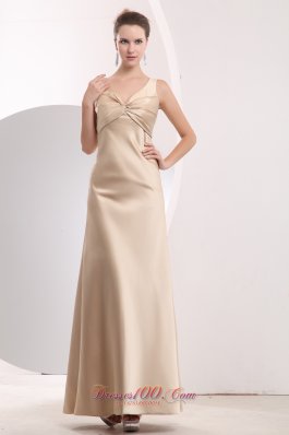 Champagne Straps Ruched Homecoming Prom Dress Satin