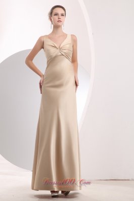 Champagne Straps Ruched Homecoming Prom Dress Satin