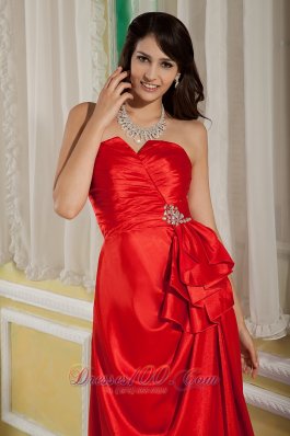 Beading Red Prom Evening Dress Sweetheart Satin