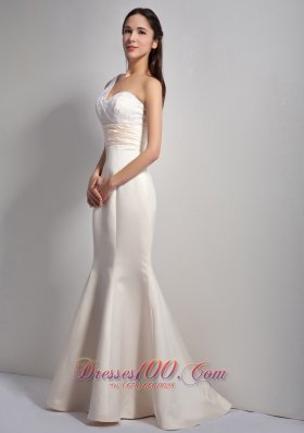 Lace Mermaid One Shoulder Prom Bridesmaid Dress Satin