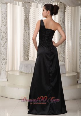 Beaded One Shoulder Black Mother Of Bride Evening Dress